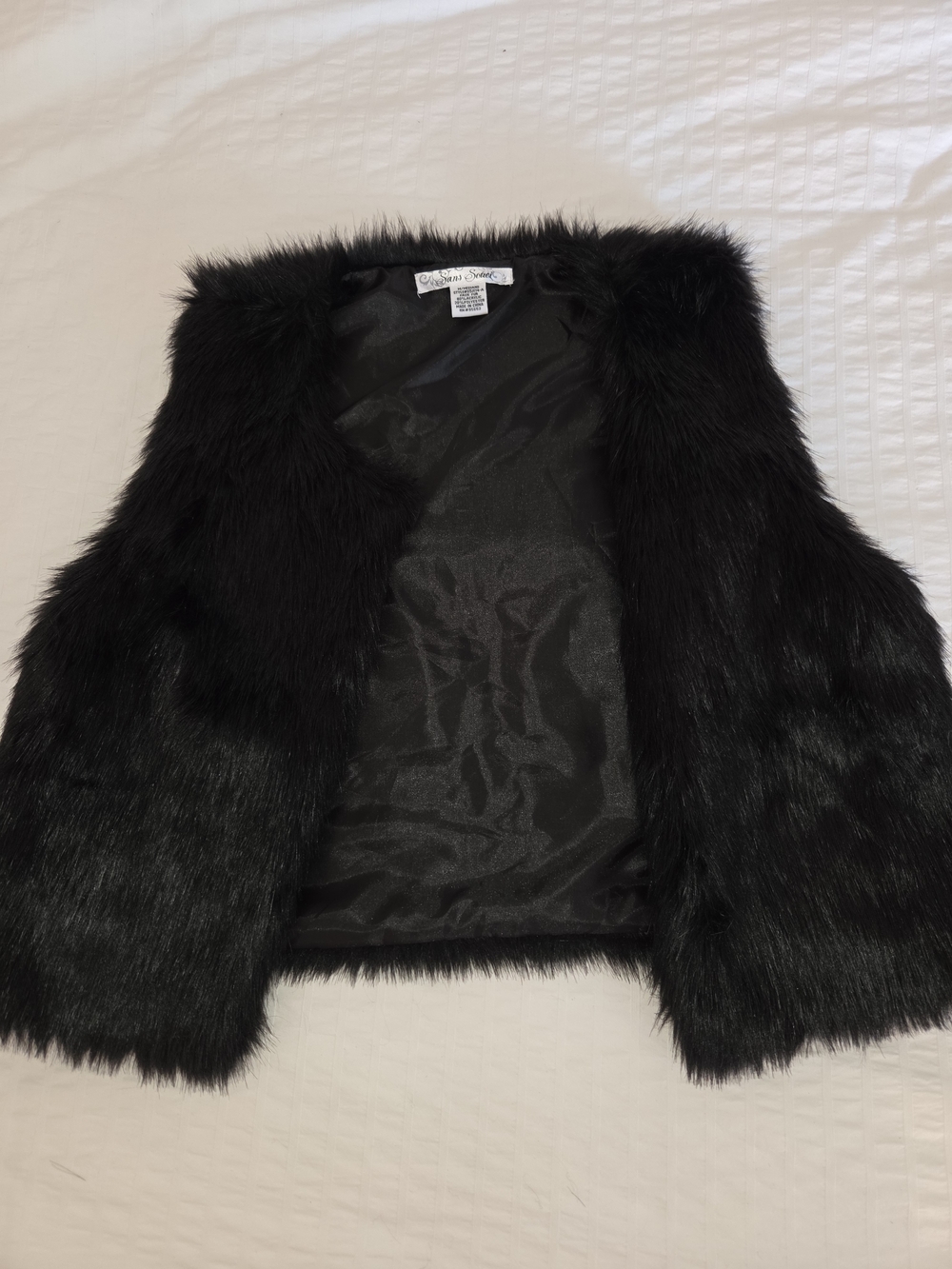 Sans Souci Black Faux Fur Vest Sleeveless